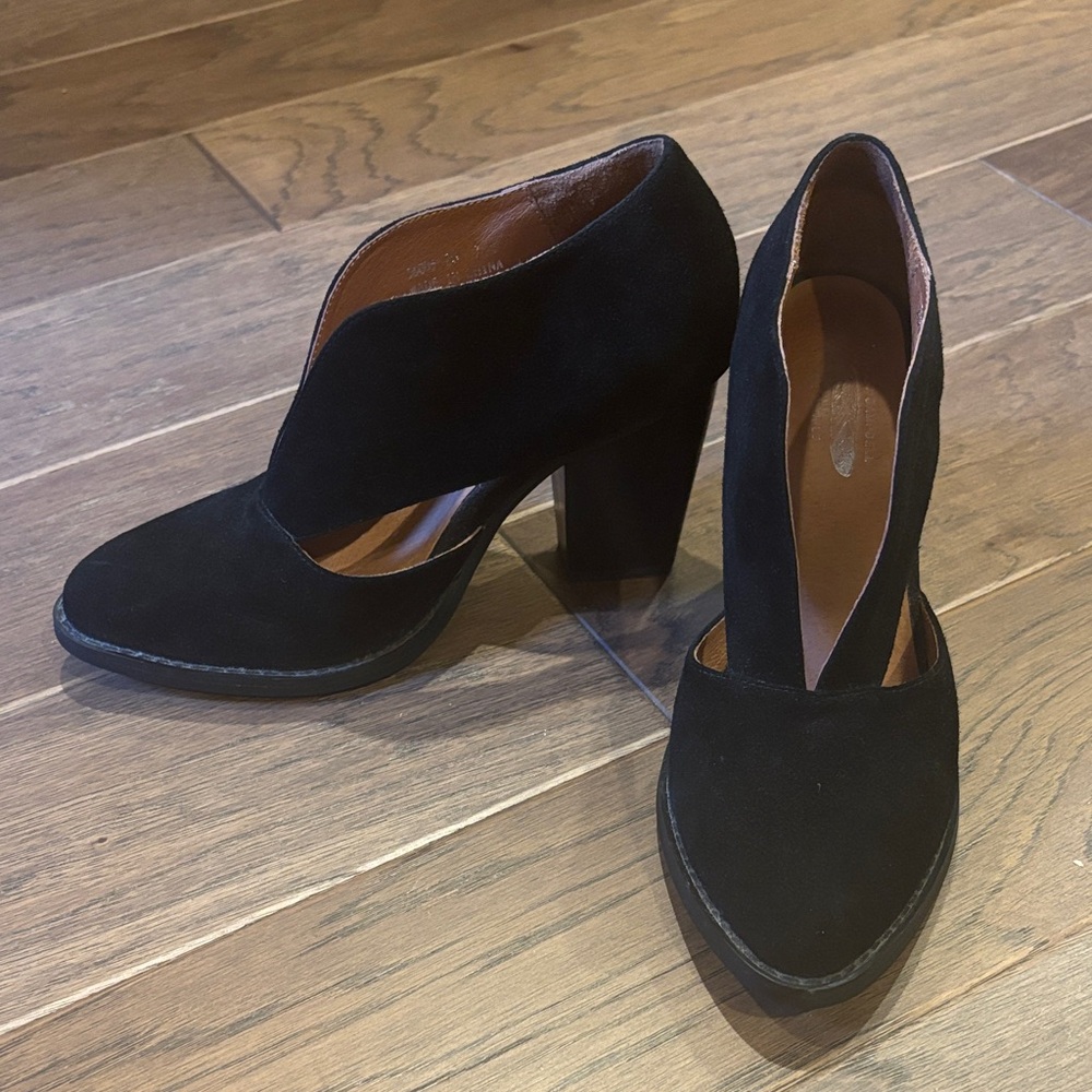 Jeffrey Campbell Black Suede Cutout Block Heel Pumps